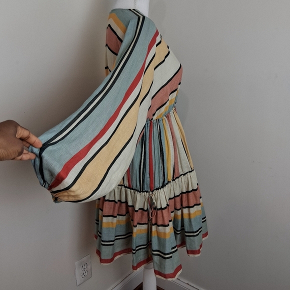 Zimmerman Cassia Draw Stripe Mini Linen Dress Size 2 - Picture 4 of 15